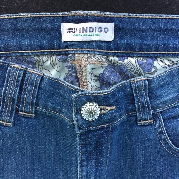 M&S Medium Wash Bootcut / Flare Cotton Comfy Y2K Jeans - Picture 4 of 12